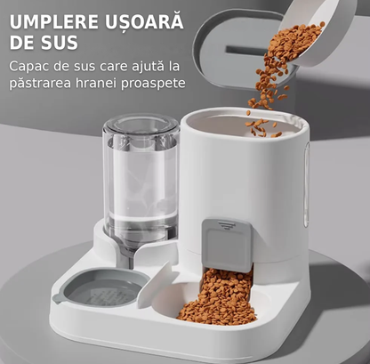 DuoBol™ 2.0 – Hrănitor și dozator de apă 2-în-1 pentru câini și pisici